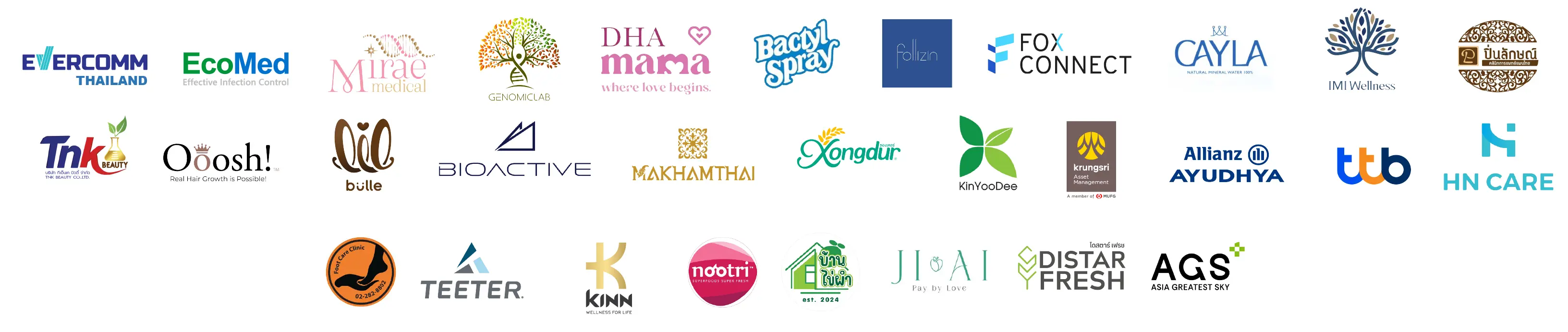 โลโก้ผู้ร่วมออกบูธและพันธมิตรในงาน Bangna Towers Health & Wellness+ 2025